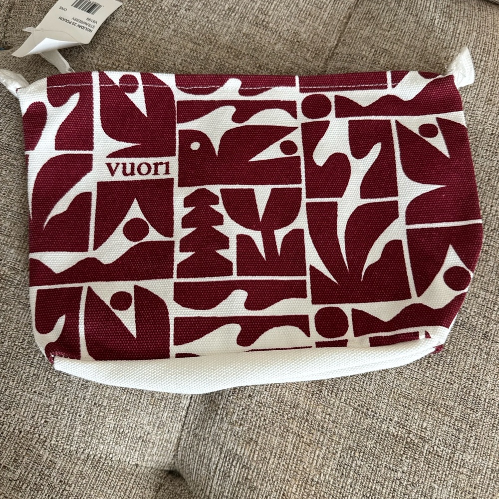 Vuori Maroon & White Patterned Canvas Pouch - Picture 3 of 6